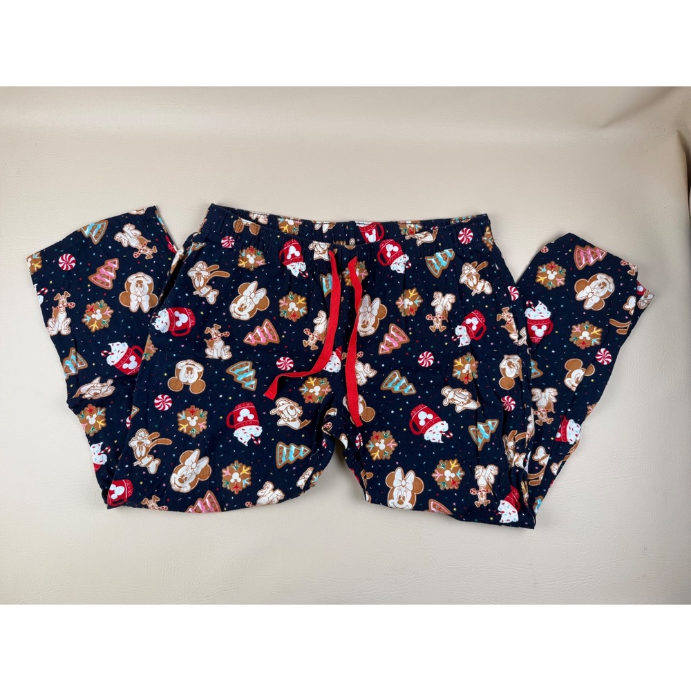 Christmas Holiday Pajama Pants Cotton Gingerbread Print XL Old Navy Disney